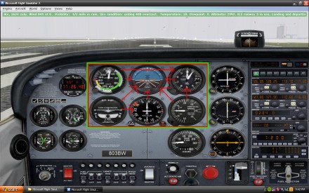 Here is a picture of basic 6-pack in FSX. All the instruments work exactly the same way as a real airplane.