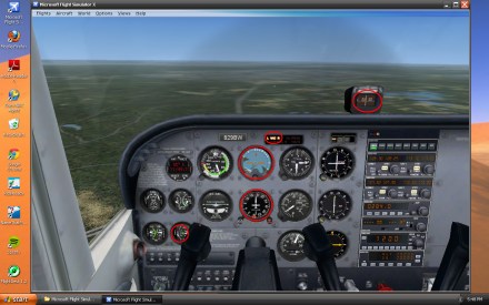 An awesome feature in Flight Simulator, is the user’s ability to fail hundreds of different pieces of equipment on the airplane. During instrument training, we are constantly forced to fly the plane partial panel in case of a vacuum loss. In this picture, you can see the result of a vacuum loss on the instruments.